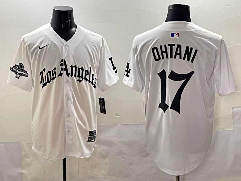 Men 2025 Los Angeles Dodgers #17 Ohtani White Five generations Joint Name Nike MLB Jersey style 5181